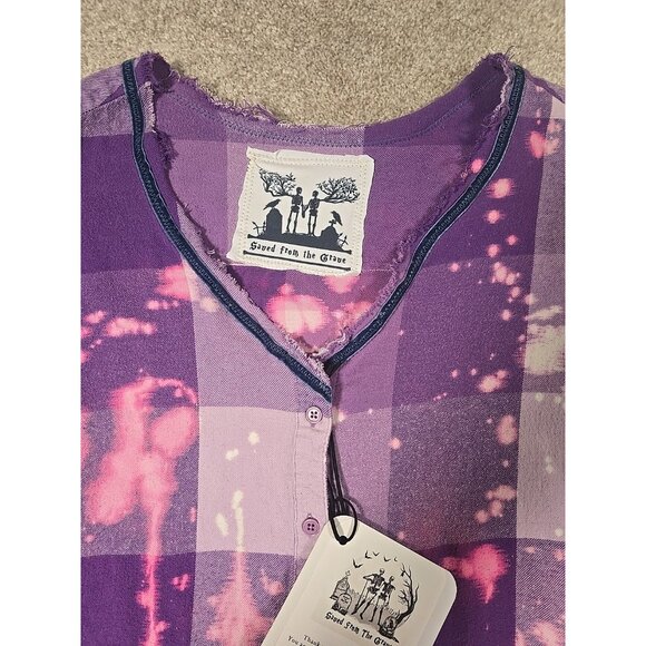 OOAK Upcycled Flannel Shacket Shirt Skeleton The Reader Book Lover Cozy Sz 2XL - Picture 8 of 12